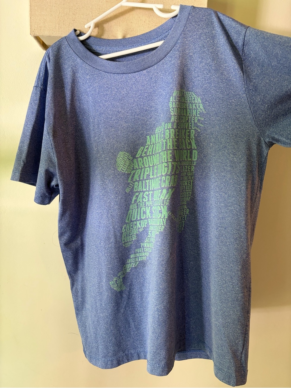 Blue Graphic Lacrosse Tee with Green Print